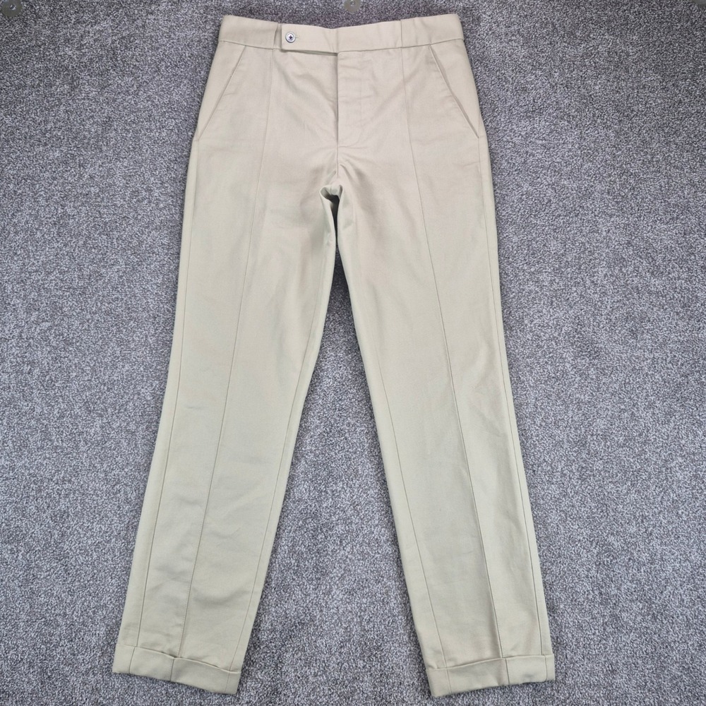 Brooks Brothers Black Fleece Trousers Mens BB1 Tan Khaki Cuffed Pants 30x30